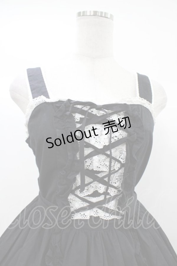 画像4: Angelic Pretty / レースアップジャンパースカート Free ブラック H-25-12-21-1034-AP-OP-NS-ZH (4)