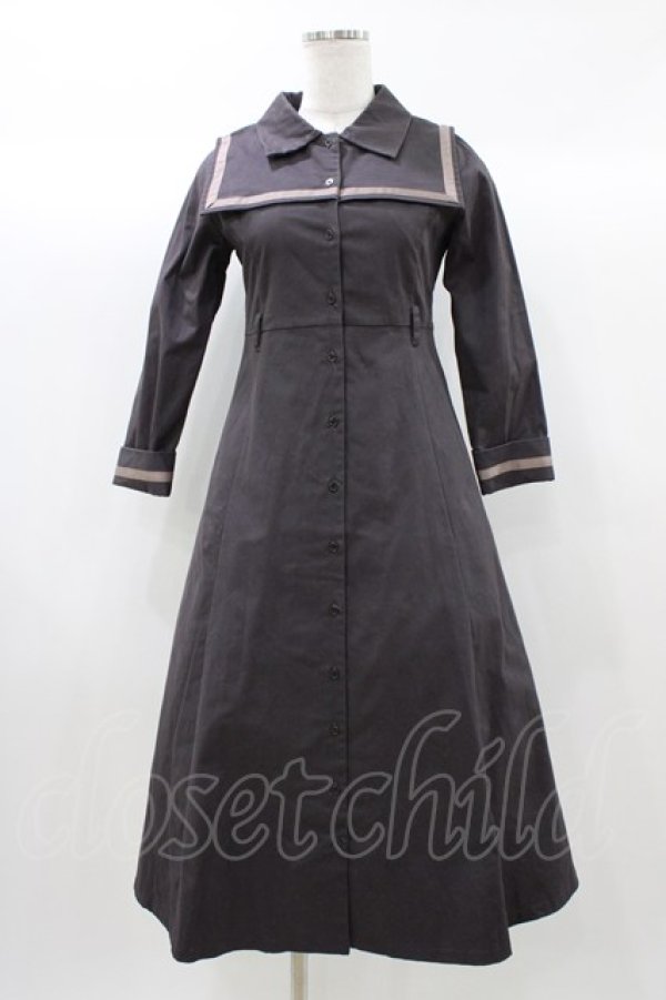 画像1: Maison de FLEUR Petite Robe canone / セーラー衿付きワンピース S グレー H-25-12-21-1037-EL-OP-NS-ZH (1)