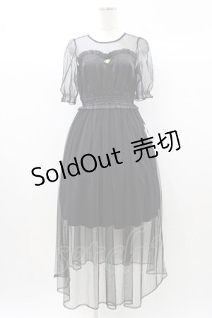 画像: Ank Rouge / ドットチュールワンピース M ブラック H-25-12-21-1039-CA-OP-NS-ZH