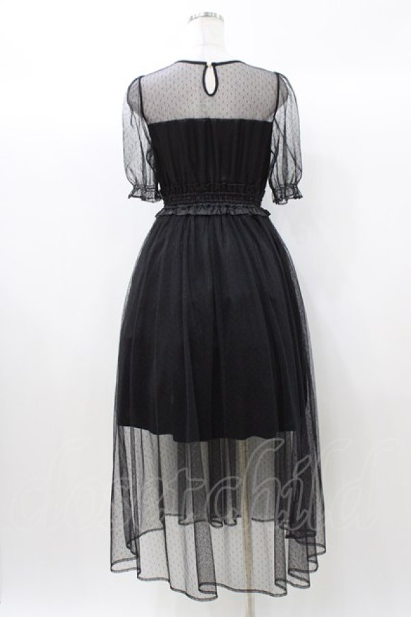 画像2: Ank Rouge / ドットチュールワンピース M ブラック H-25-12-21-1039-CA-OP-NS-ZH (2)