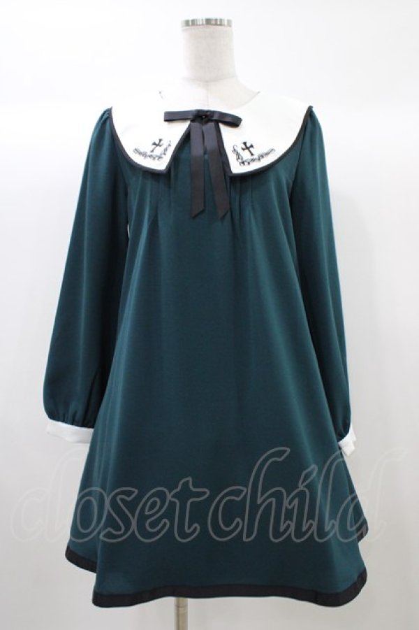 画像1: Amavel / クロス刺繍衿Aラインワンピース Free グリーン H-25-12-21-1042-CA-OP-NS-ZH (1)