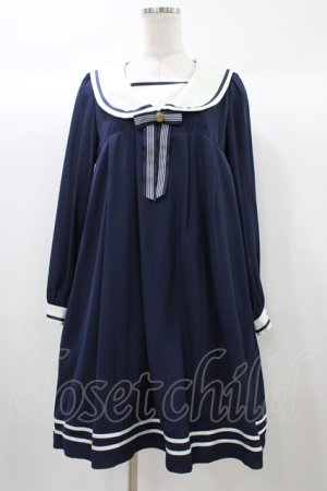 画像: Amavel / Aラインセーラーワンピース Free ネイビー H-25-12-21-1043-CA-OP-NS-ZH