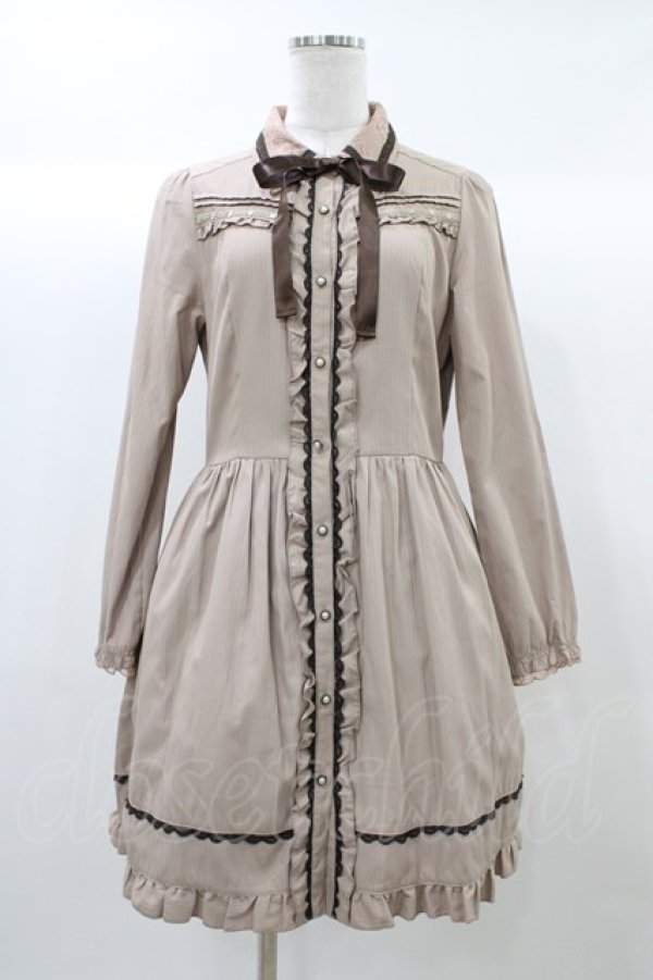 画像1: axes femme / リボン付きシャツワンピース M ベージュ H-25-12-21-1048-AX-OP-NS-ZH (1)