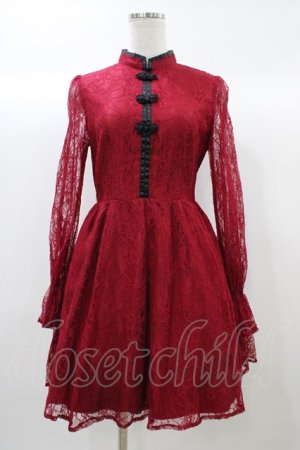 画像: Ank Rouge / レースチャイナワンピース M レッド H-25-12-21-1049-CA-OP-NS-ZH