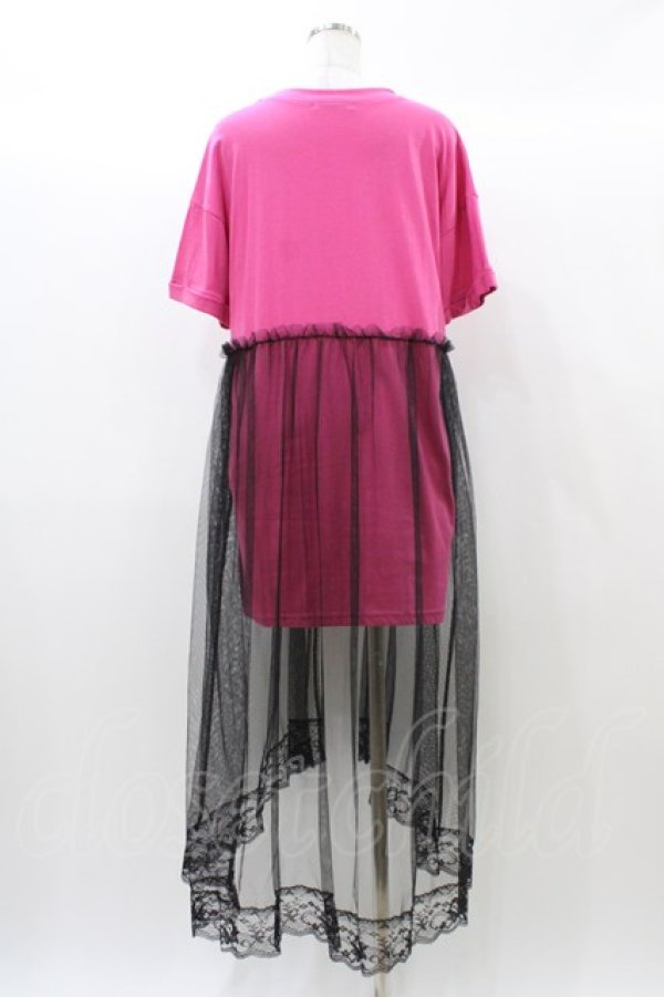 画像2: Ank Rouge / チュール重ねBIG Tee M ピンク H-25-12-21-1052-CA-OP-NS-ZH (2)
