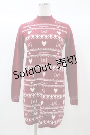 画像: michellMacaron / ニットワンピース XS レッド H-25-12-21-1053-0-OP-NS-ZH