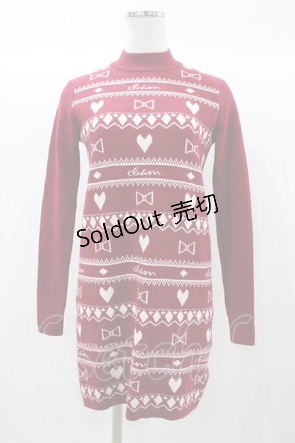 画像1: michellMacaron / ニットワンピース XS レッド H-25-12-21-1053-0-OP-NS-ZH (1)