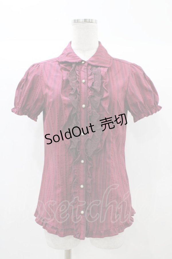 画像1: axes femme / レジメンタルストライプブラウス M ワイン H-25-12-21-1054-AX-BL-NS-ZH (1)