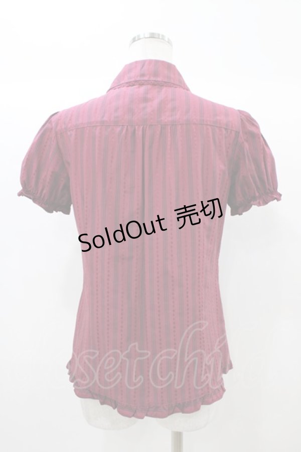 画像2: axes femme / レジメンタルストライプブラウス M ワイン H-25-12-21-1054-AX-BL-NS-ZH (2)