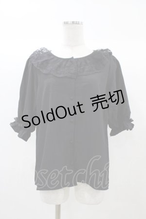 画像: m petit by misako / MSKデシンレースエリブラウス M ブラック H-25-12-21-1057-LO-BL-NS-ZH