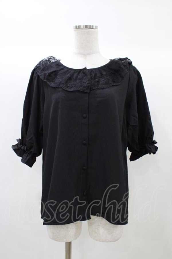 画像1: m petit by misako / MSKデシンレースエリブラウス M ブラック H-25-12-21-1057-LO-BL-NS-ZH (1)
