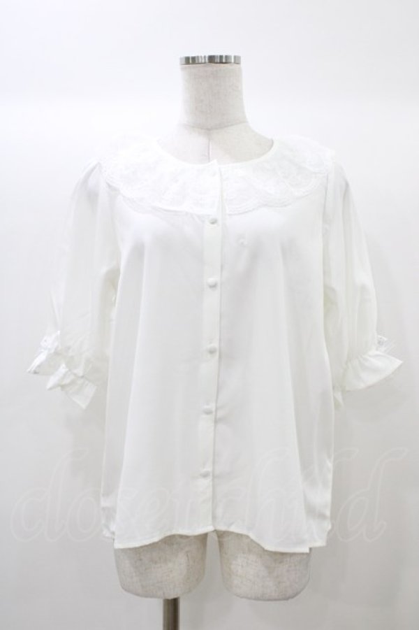 画像1: m petit by misako / MSKデシンレースエリブラウス M ホワイト H-25-12-21-1058-LO-BL-NS-ZH (1)