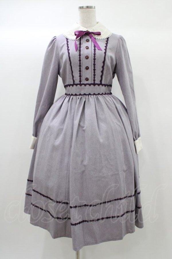 画像1: Innocent World / レナワンピース M グレイッシュバイオレット×濃パープル H-25-12-21-1027-IW-OP-NS-ZH (1)