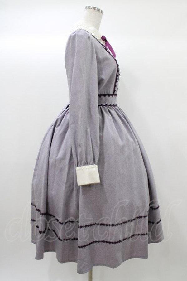 画像3: Innocent World / レナワンピース M グレイッシュバイオレット×濃パープル H-25-12-21-1027-IW-OP-NS-ZH (3)