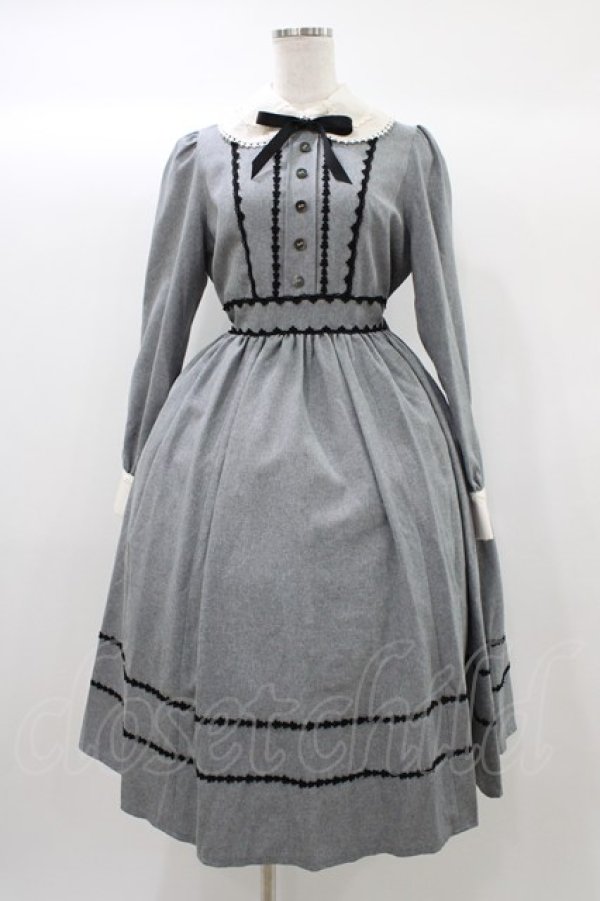 画像1: Innocent World / レナワンピース M グレー×クロ H-25-12-21-1028-IW-OP-NS-ZH (1)