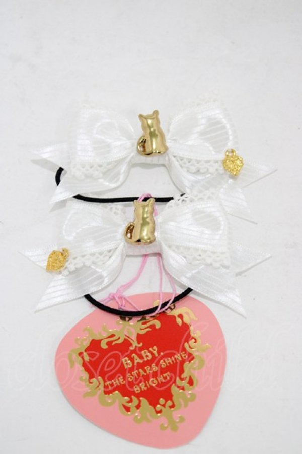 画像1: BABY,THE STARS SHINE BRIGHT / Kitten’s Sweet リボンゴム  オフ白 H-25-12-21-1004-BA-AC-NS-ZH (1)