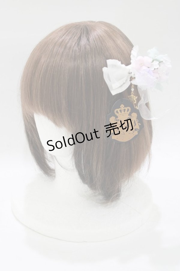 画像1: ALICE and the PIRATES / あじさいのフリルリボンバレッタ  オフ白 H-25-12-21-069-PA-AC-NS-ZH (1)