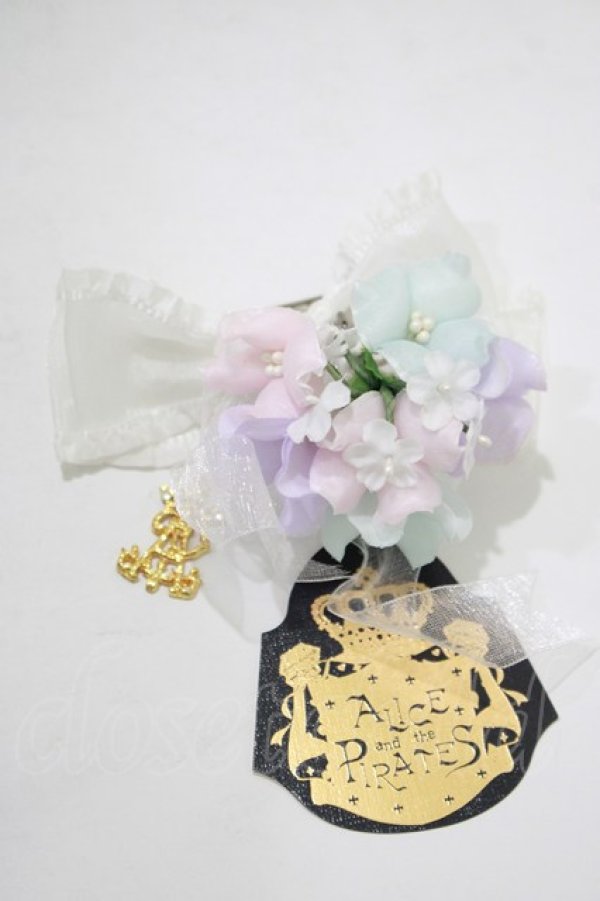 画像2: ALICE and the PIRATES / あじさいのフリルリボンバレッタ  オフ白 H-25-12-21-069-PA-AC-NS-ZH (2)