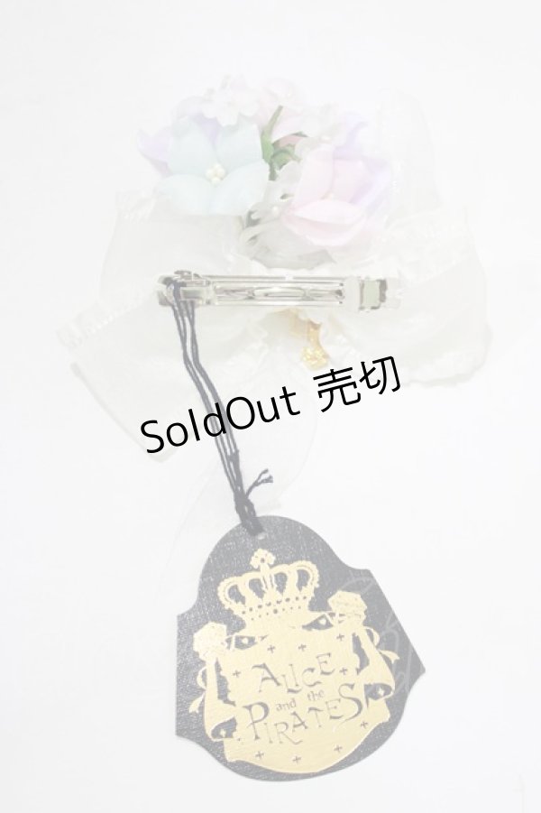 画像3: ALICE and the PIRATES / あじさいのフリルリボンバレッタ  オフ白 H-25-12-21-069-PA-AC-NS-ZH (3)