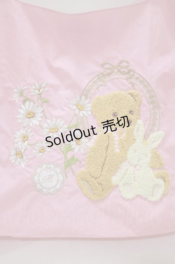 画像5: m petit by misako / くま刺繍ショッピングバッグ  ピンク H-25-12-21-005-LO-ZA-NS-ZH (5)