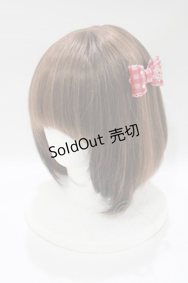 画像1: BABY,THE STARS SHINE BRIGHT / Twinkleギンガムリボンバレッタ  レッド H-25-12-21-074-BA-AC-NS-ZH (1)