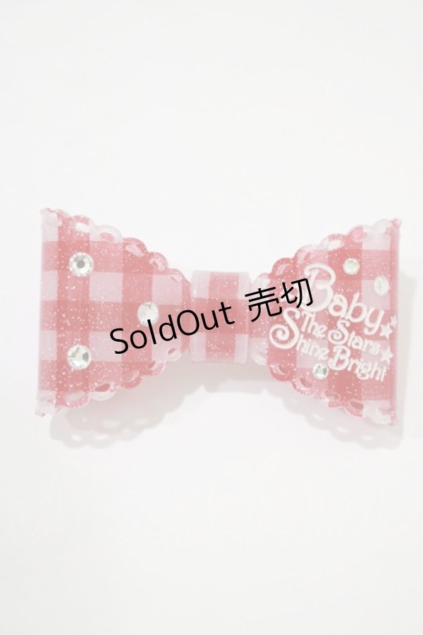 画像2: BABY,THE STARS SHINE BRIGHT / Twinkleギンガムリボンバレッタ  レッド H-25-12-21-074-BA-AC-NS-ZH (2)