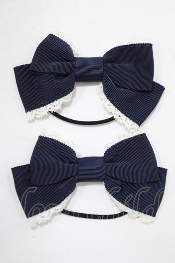 画像1: BABY,THE STARS SHINE BRIGHT / グログランリボンゴム  ネイビー H-25-12-21-083-BA-AC-NS-ZH (1)