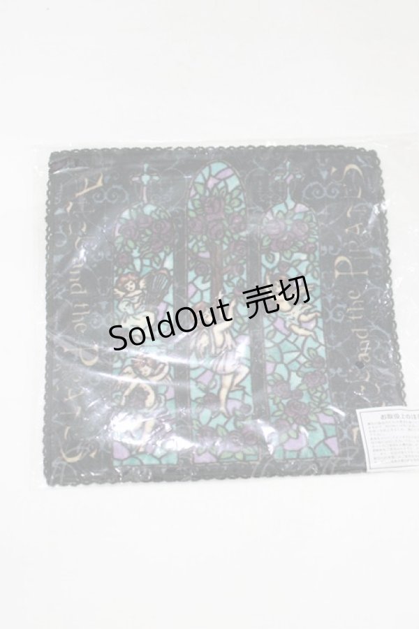 画像1: ALICE and the PIRATES / Gloria 美しきガラス窓の聖女 柄タオルハンカチ  ブラック H-25-12-21-010-PA-ZA-NS-ZH (1)