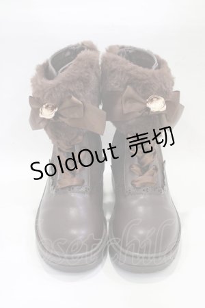 画像: m petit by misako / ファー付きブーツ M/23cm〜23.5cm ブラウン H-25-12-21-013-LO-SH-NS-ZH