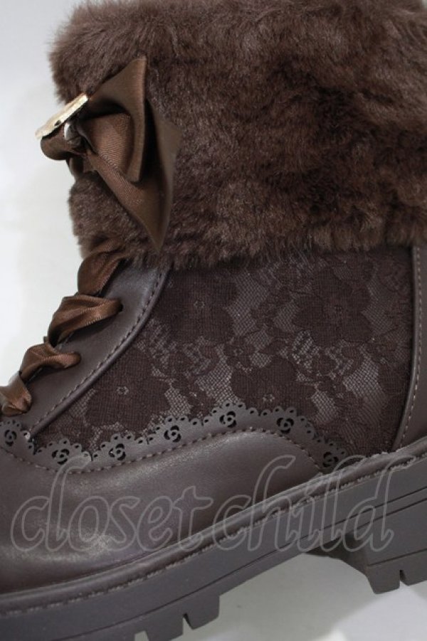 画像5: m petit by misako / ファー付きブーツ M/23cm〜23.5cm ブラウン H-25-12-21-013-LO-SH-NS-ZH (5)