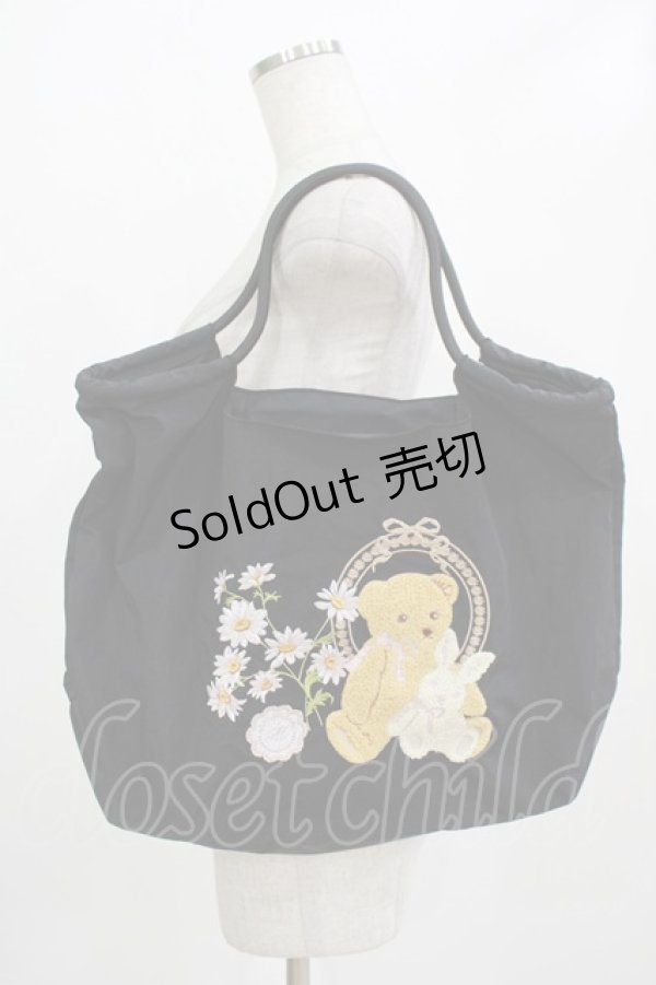 画像1: m petit by misako / くま刺繍ショッピングバッグ  ブラック H-25-12-21-003-LO-ZA-NS-ZH (1)