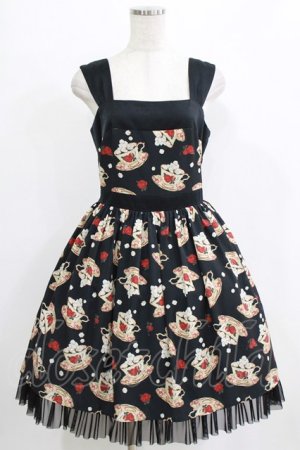 画像: abilletage / シュガーカップ柄ジャンパースカート  ブラック H-25-12-22-003-GO-OP-KB-ZH