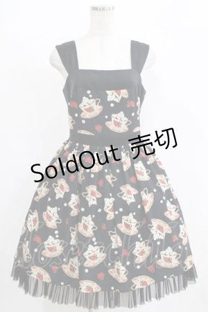 画像: abilletage / シュガーカップ柄ジャンパースカート  ブラック H-25-12-22-003-GO-OP-KB-ZH