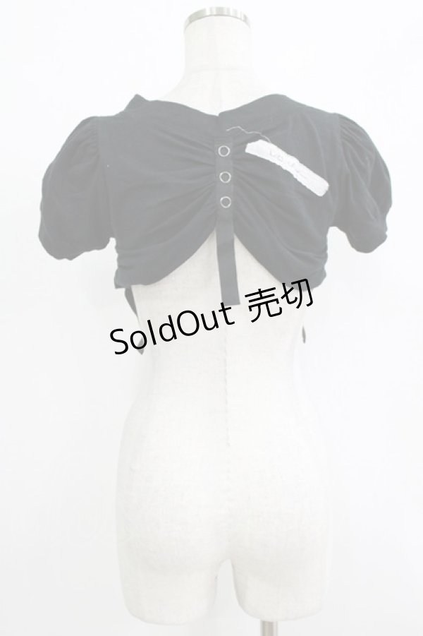 画像3: alice auaa / ギャザー＆リブショートカットソー  ブラック H-25-12-22-030-AA-TO-KB-ZH (3)