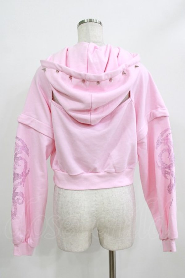 画像3: KRY CLOTHING / 「LUNA」変形スタッズパーカー  ピンク×ピンクストーン H-25-12-22-034-EL-TO-KB-ZH (3)