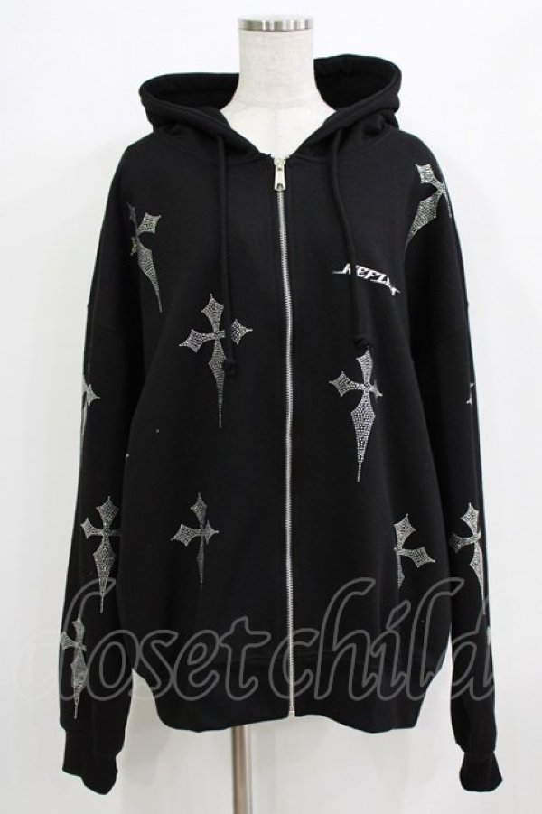 画像1: REFLEM / クロス総柄ラインストーンZIPパーカー  ブラック H-25-12-22-035-PU-TO-KB-ZH (1)