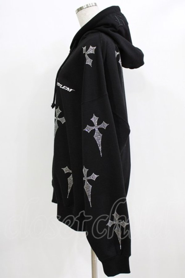 画像2: REFLEM / クロス総柄ラインストーンZIPパーカー  ブラック H-25-12-22-035-PU-TO-KB-ZH (2)