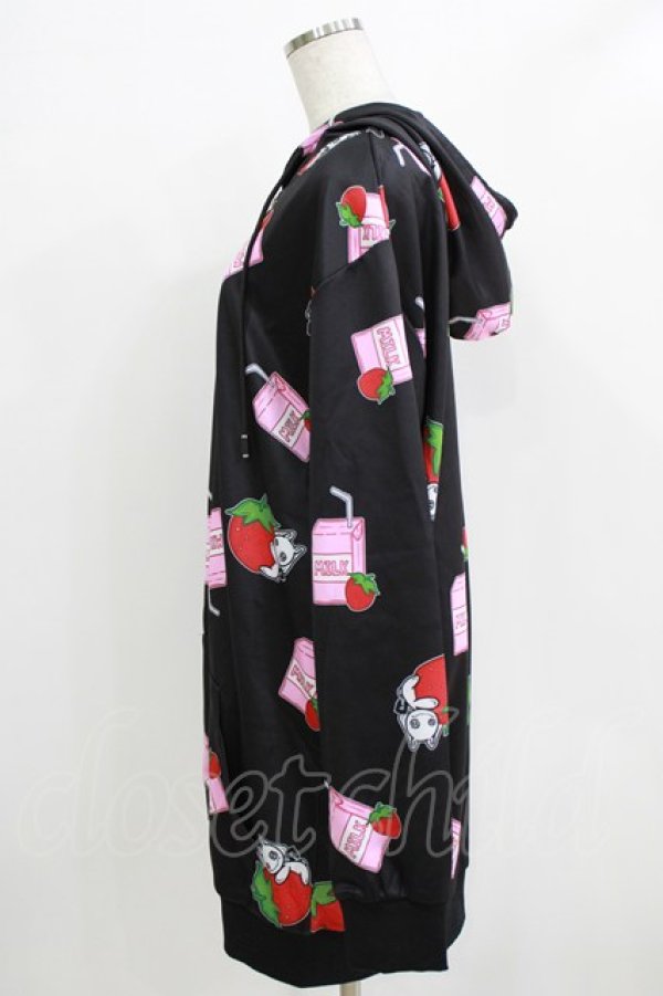 画像2: NieR Clothing / 総柄ZIPパーカー  いちごみるく/Nierちゃん H-25-12-22-037-PU-TO-KB-ZH (2)