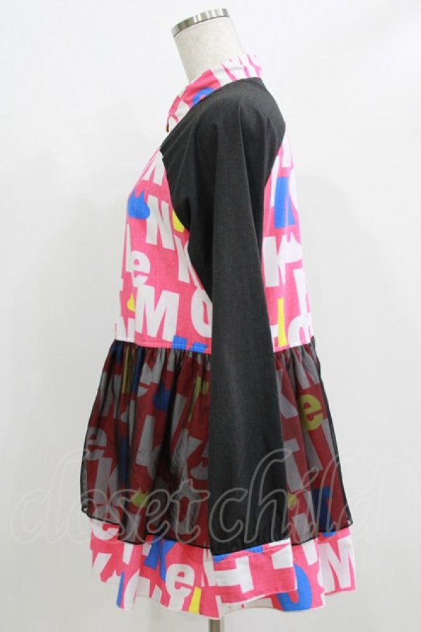 画像2: MINT NeKO / チュール重ねチュニックシャツ  黒×ピンク H-25-12-22-039-HN-BL-KB-ZH (2)