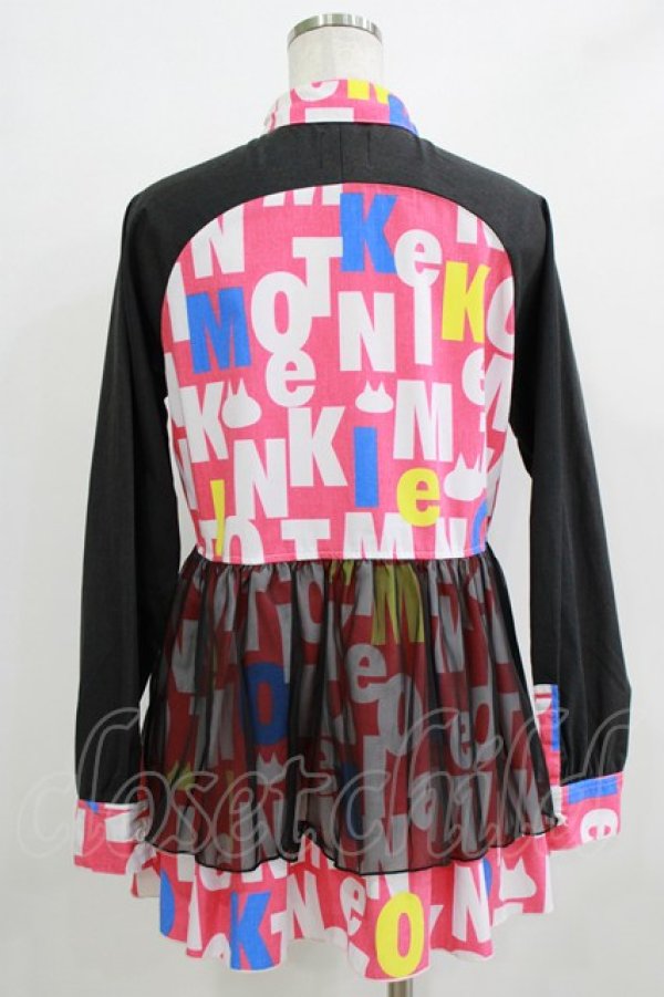 画像3: MINT NeKO / チュール重ねチュニックシャツ  黒×ピンク H-25-12-22-039-HN-BL-KB-ZH (3)