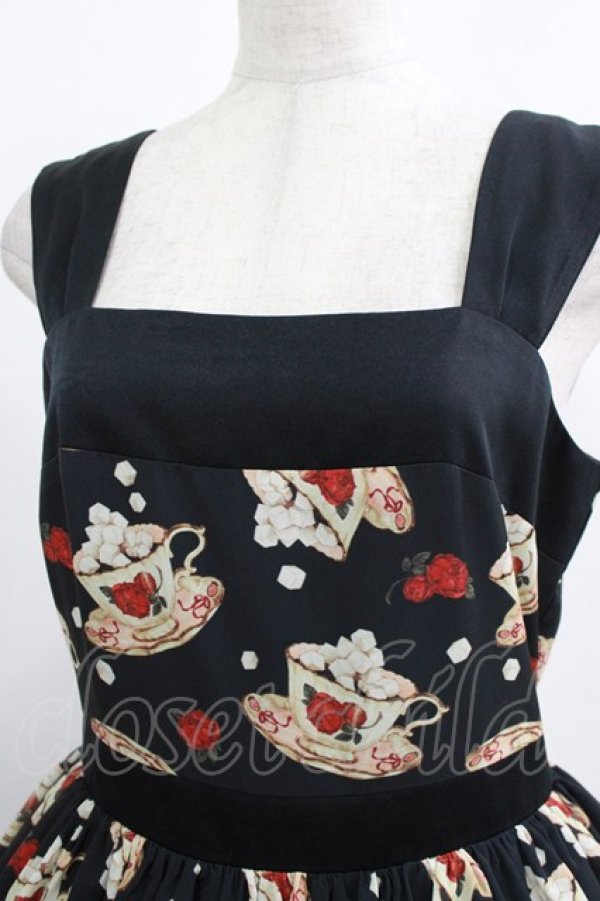 画像5: abilletage / シュガーカップ柄ジャンパースカート  ブラック H-25-12-22-003-GO-OP-KB-ZH (5)