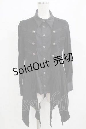 画像: ALGONQUINS / レイヤード風切替シャツ  ブラック H-25-12-22-040-AL-BL-KB-ZH