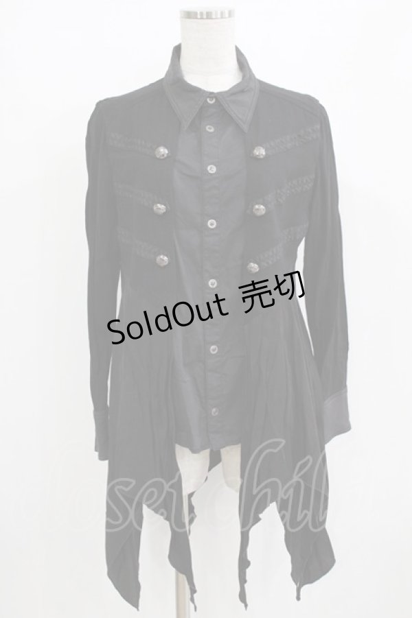 画像1: ALGONQUINS / レイヤード風切替シャツ  ブラック H-25-12-22-040-AL-BL-KB-ZH (1)