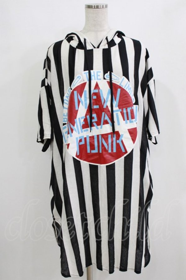 画像1: HELL CAT PUNKS / 半袖BIGプルパーカー  黒×白 H-25-12-22-041-PU-TO-KB-ZH (1)