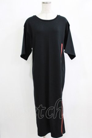 画像: HELL CAT PUNKS / ZIPロングTシャツワンピ  黒×赤 H-25-12-22-042-PU-OP-KB-ZH