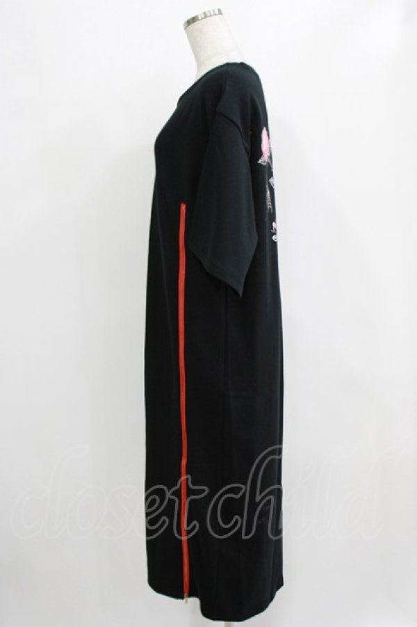 画像2: HELL CAT PUNKS / ZIPロングTシャツワンピ  黒×赤 H-25-12-22-042-PU-OP-KB-ZH (2)
