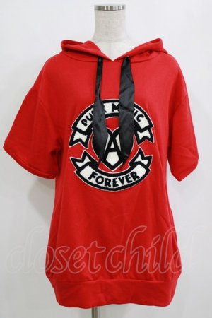 画像: HELL CAT PUNKS / 半袖プルパーカー  赤 H-25-12-22-043-PU-TO-KB-ZH