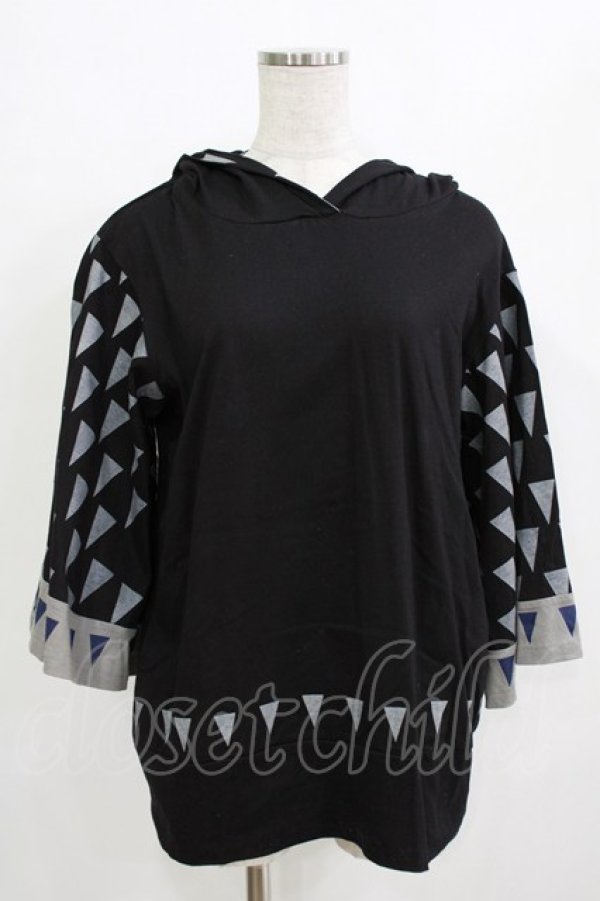 画像1: 西麻布サーカス団 / プリントスリーブプルパーカー  黒 H-25-12-22-044-HN-TO-KB-ZH (1)