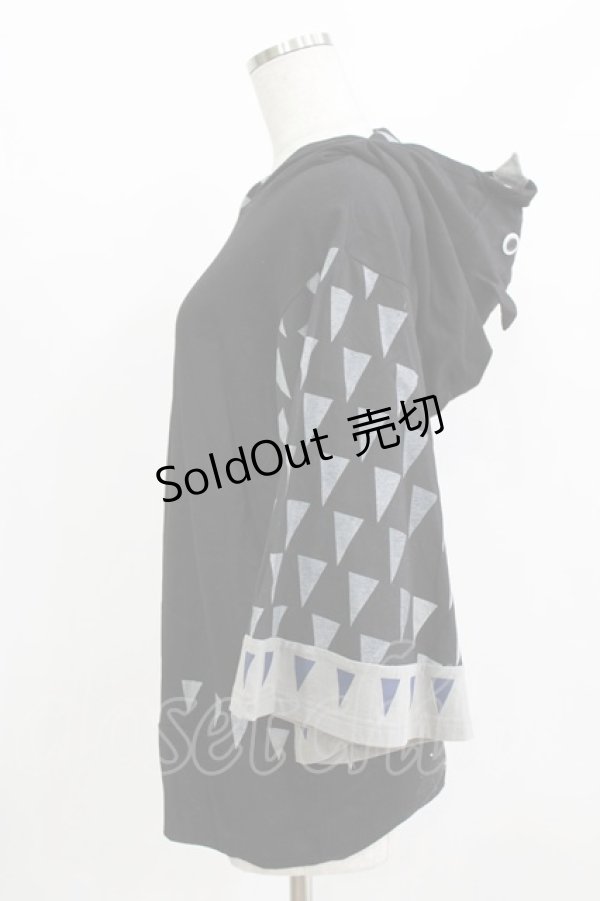 画像2: 西麻布サーカス団 / プリントスリーブプルパーカー  黒 H-25-12-22-044-HN-TO-KB-ZH (2)