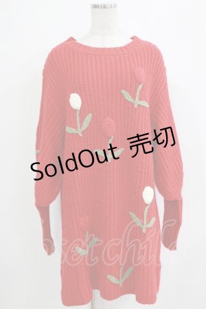 画像: Candy Stripper / TULIP LOVER KNIT ONE-PIECE  RED H-25-12-22-046-PU-OP-KB-ZH
